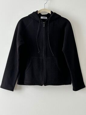 Q&A Black Fleece Zip Up Hoodie